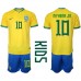 Brazilië Neymar Jr #10 Babykleding Thuisshirt Kinderen WK 2022 Korte Mouwen (+ korte broeken)